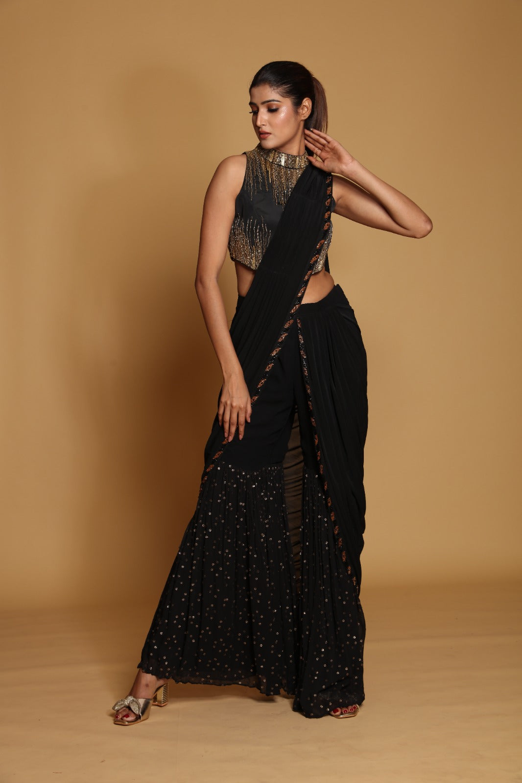 Black ready to wear saree