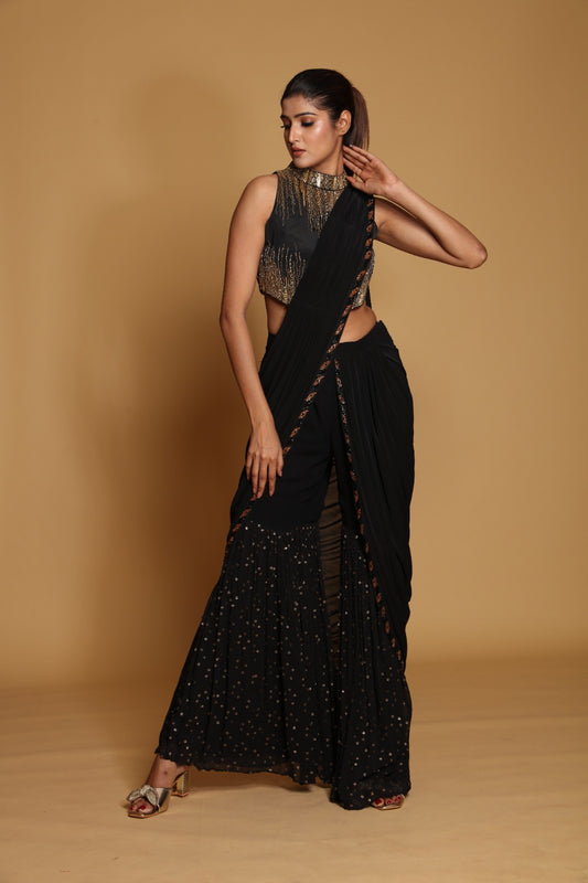 Black ready to wear saree