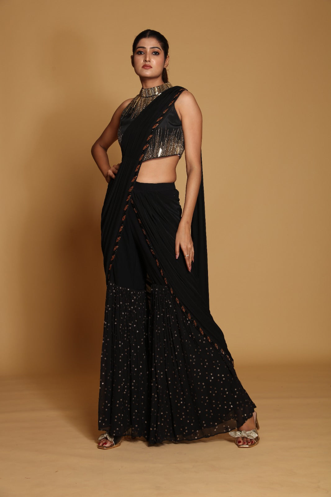 Black ready to wear saree