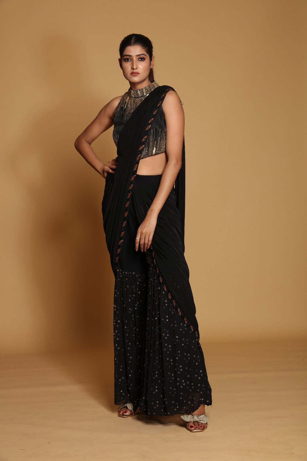 Black ready to wear saree