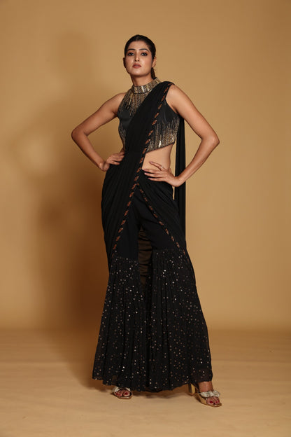 Black ready to wear saree