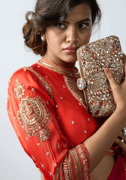 Sunset Pink Ombre Pre-Draped Saree