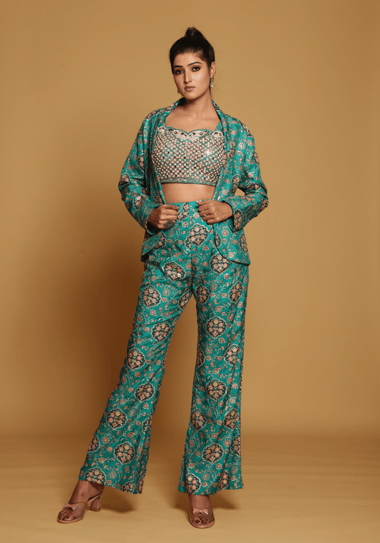 Emerald Brocade Co-Ord Set