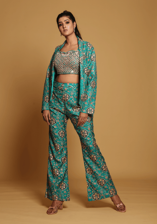 Emerald Brocade Co-Ord Set