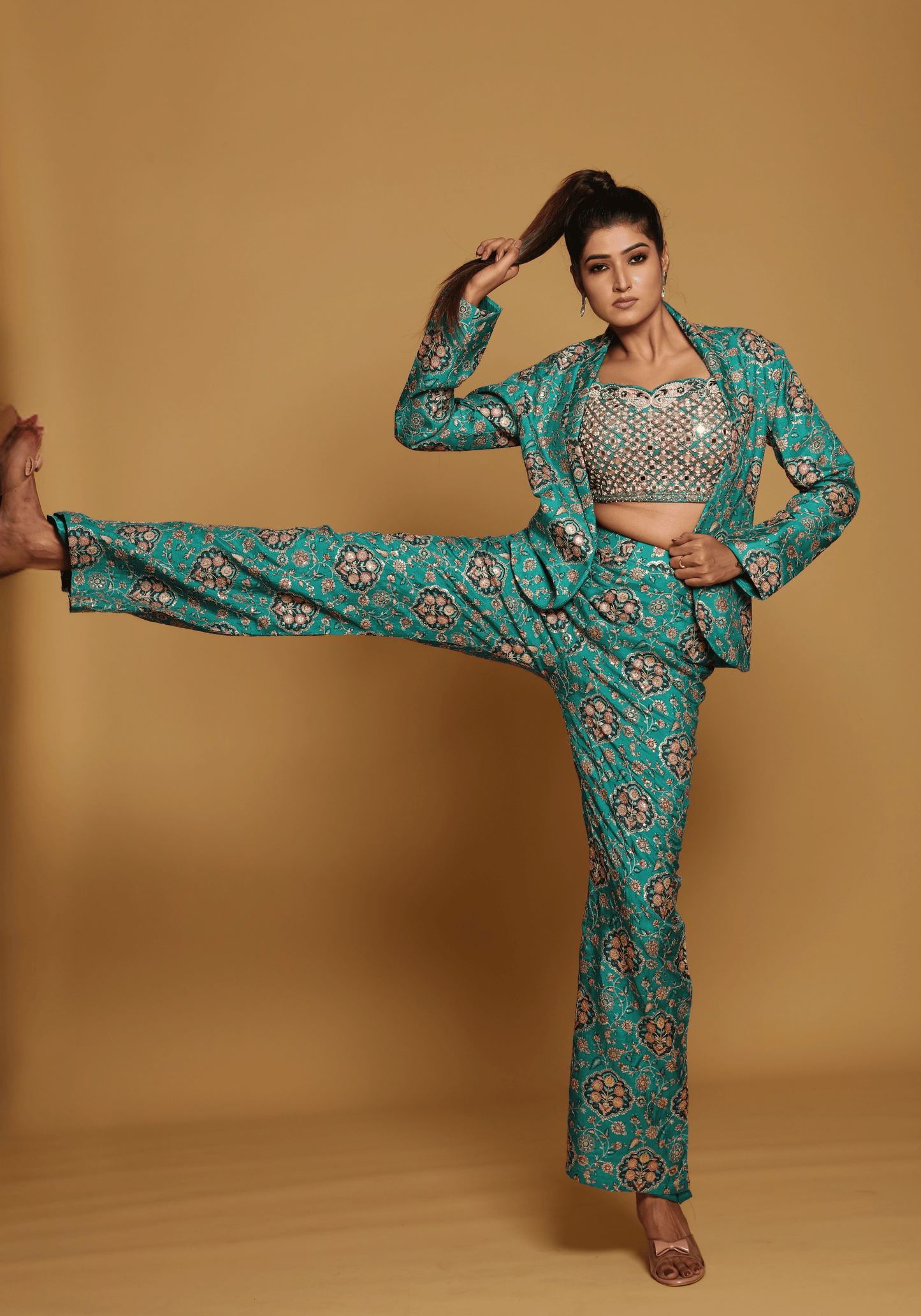 Emerald Brocade Co-Ord Set